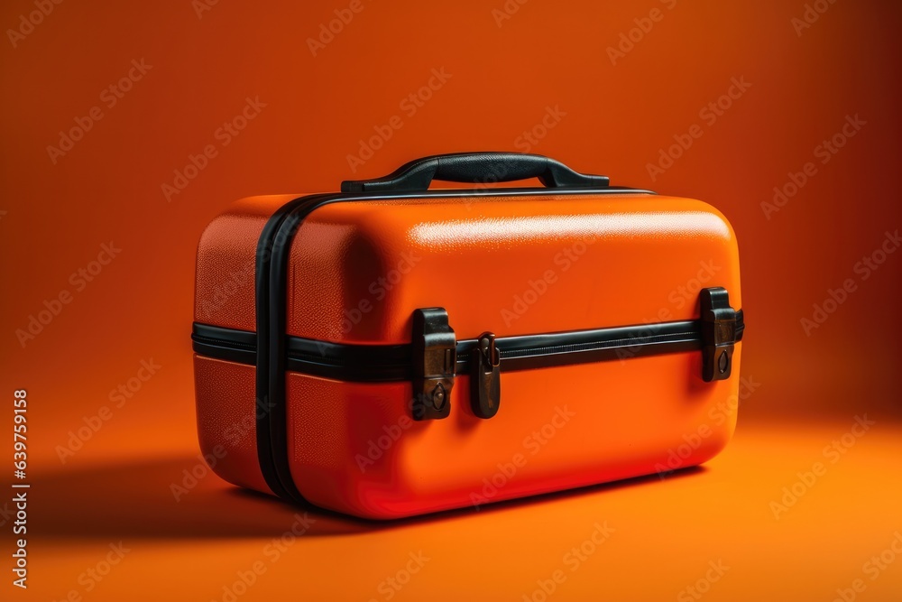 new modern orange suitcase for tools on orange background.copy space new modern orange suitcase for tools on orange background.copy space