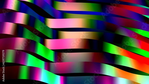Abstract Wavy Metal Shapes Colorful Background