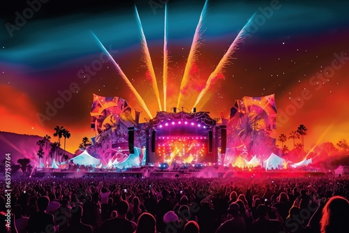 colorful and lively scene from the Coachella Music Festival.Generated with AI