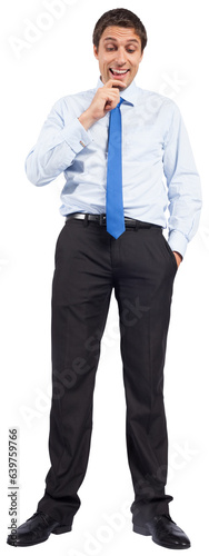 Digital png photo of caucasian businessman looking down on transparent background