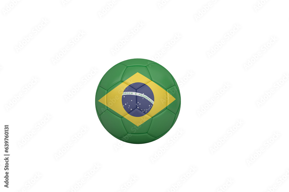 Digital png illustration of football with flag of brazil on transparent background