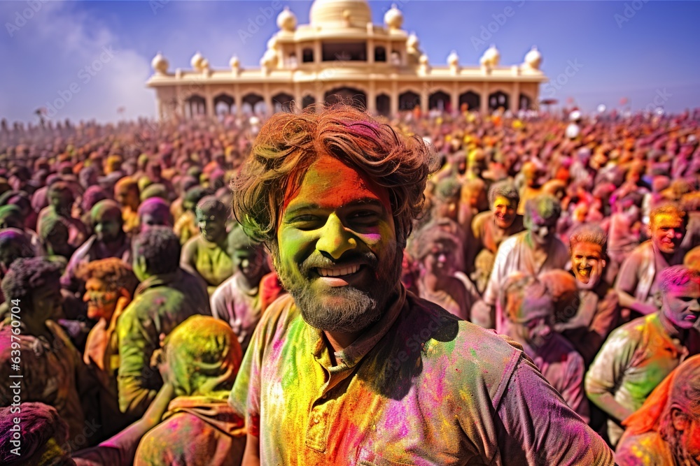 Holi festival celebrations in Nandgaon, India. Every Indian state celebrates Holi differently. Festival Of Colors In India,
