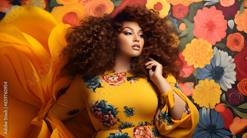 Plus size woman embracing her natural body and curves