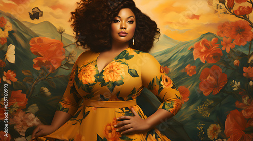 Plus size woman embracing her natural body and curves