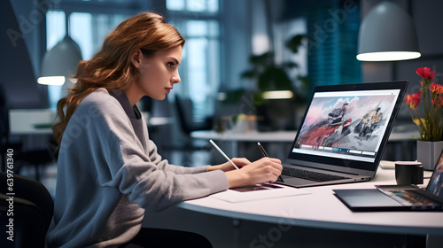 Successful female designer drawing high quality designs