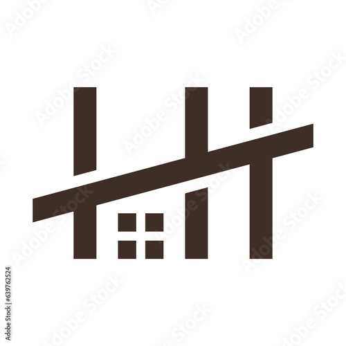 letter hi roofing real estate logo design vector