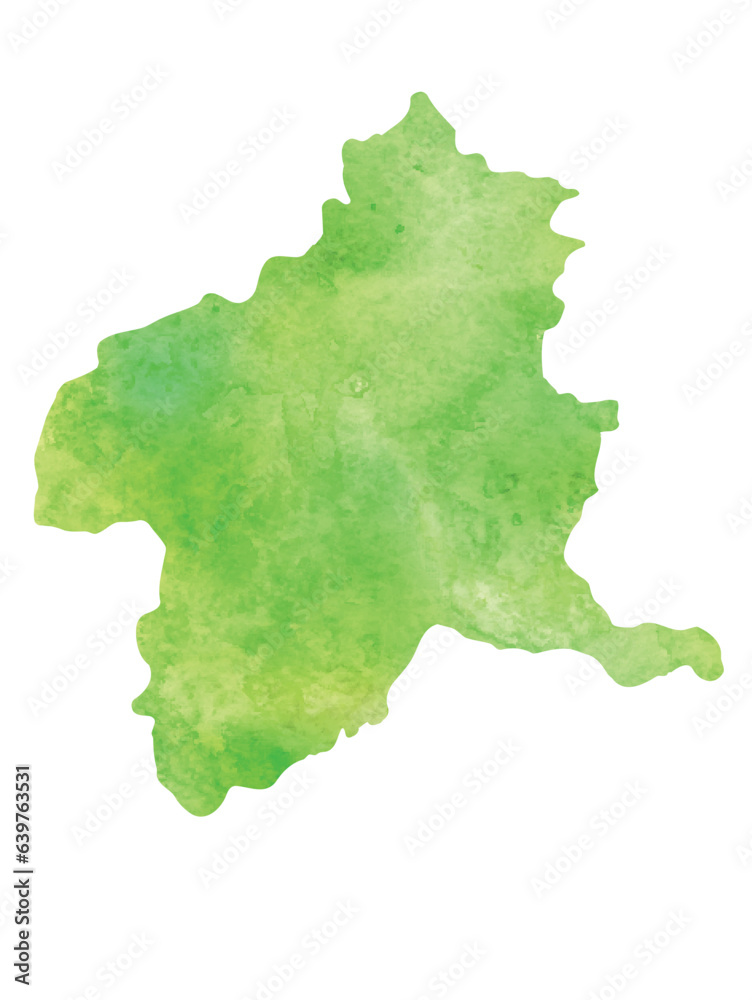 群馬　地図　水彩　アイコン　緑