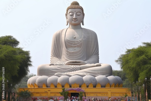 Gautam Buddha's 90 feet statue located at Bodh Gaya Bihar, Generative AI