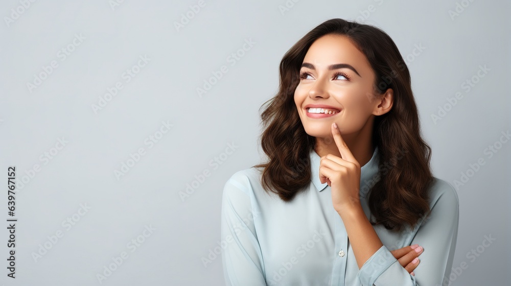 portrait of a businesswoman thinking on white background portrait of a businesswoman thinking on white background