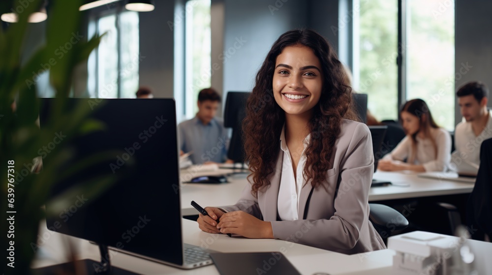 businesswoman working on laptop on her desk office businesswoman working on laptop on her desk office