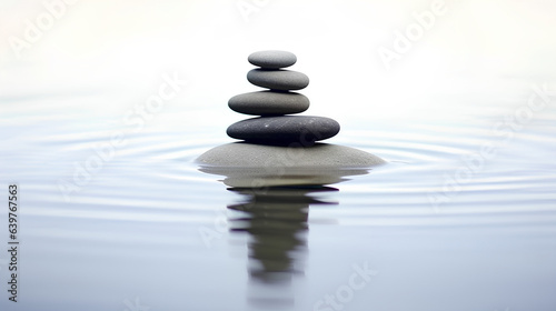 Background for meditation on the beach. Zen-stones in the water.