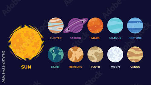 Vector planets of our solar system and space elements