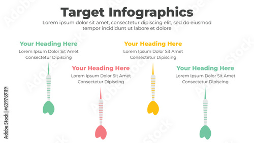 Target and arrow icons for business infographic presentation