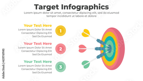 Target arrow with four steps goal infographic template for business presentation photo