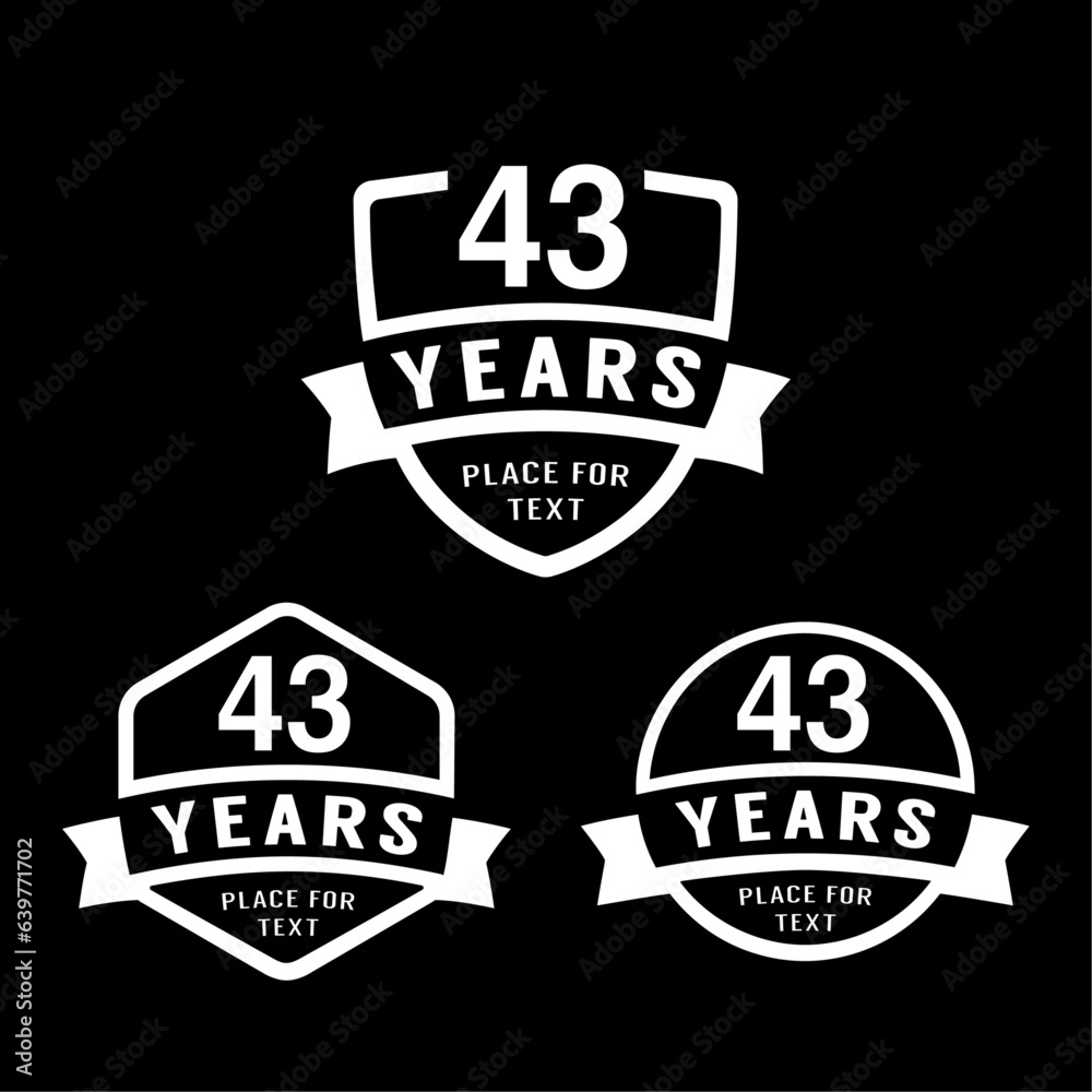 Fototapeta premium 43 years anniversary celebration logotype. 43rd anniversary logo collection. Set of anniversary design template. Vector illustration. 