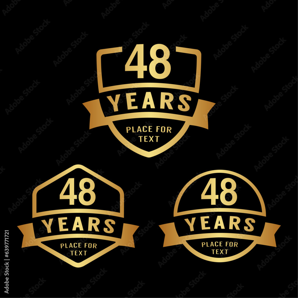 48 years anniversary celebration logotype. 48th anniversary logo collection. Set of anniversary design template. Vector illustration.
