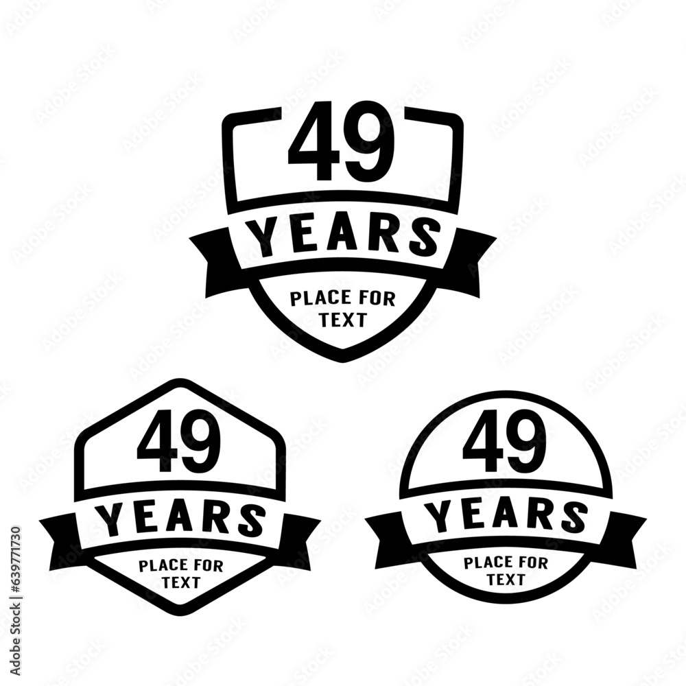 49 years anniversary celebration logotype. 49th anniversary logo collection. Set of anniversary design template. Vector illustration.
