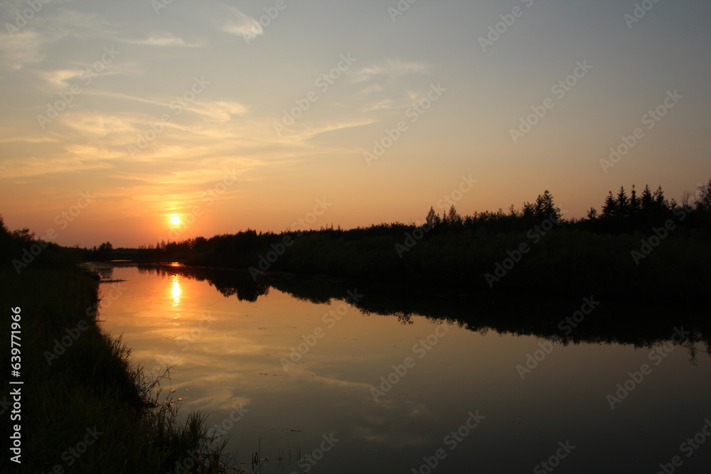 Summer Sunset On The Water, Pylypow Wetlands, Edmonton, Alberta Summer Sunset On The Water, Pylypow Wetlands, Edmonton, Alberta