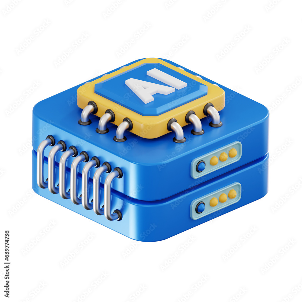 ai server 3d, high quality render, transparent background, artificial ...