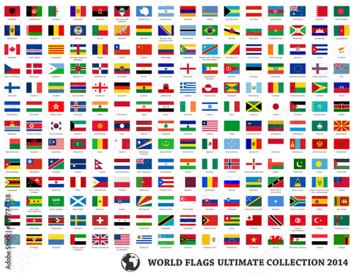 Canvastavla Flags vector of the world