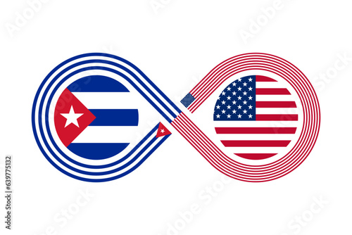 unity concept. cuban spanish and american english language translation icon. vector illustration isolated on white background	