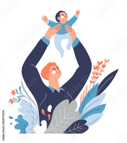 Dad playing with toddler, father throwing baby