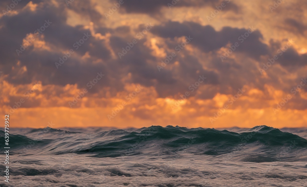 sunset under the waves on the beach retro style