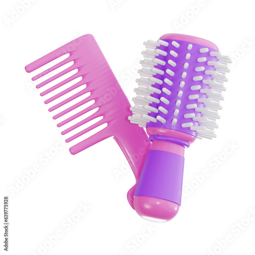 hair comb 3d, high quality render, transparent background, cosmetic 3d pack