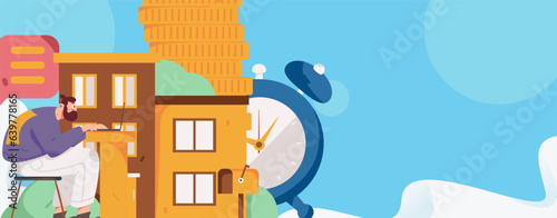 Home loan flat vector concept operation illustration
