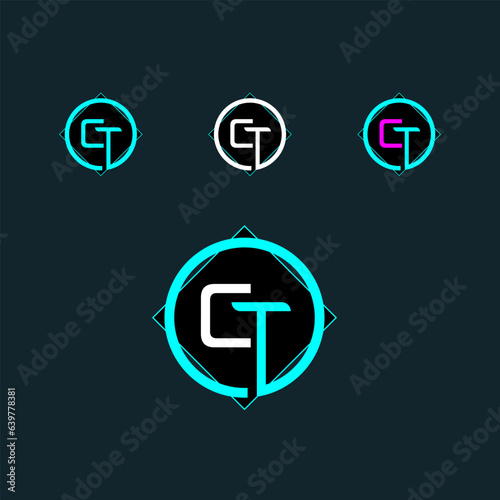 CT letter logo design with circle