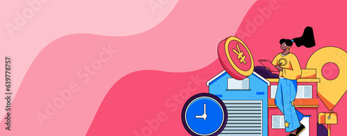 Home loan flat vector concept operation illustration
