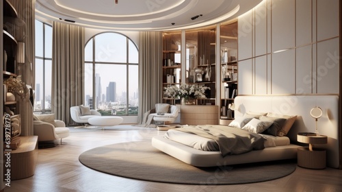 Art deco style interior design of modern bedroom