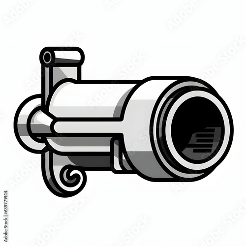 Icon of Catalytic Converter in black and white, transparent background Generative AI