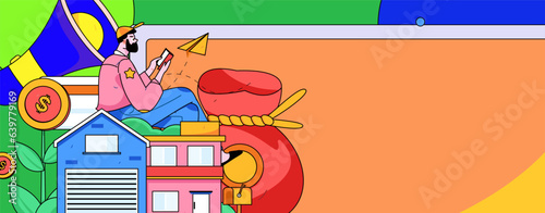 Home loan flat vector concept operation illustration
