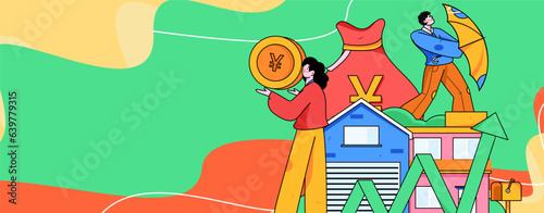 Home loan flat vector concept operation illustration
