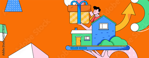 Home loan flat vector concept operation illustration
