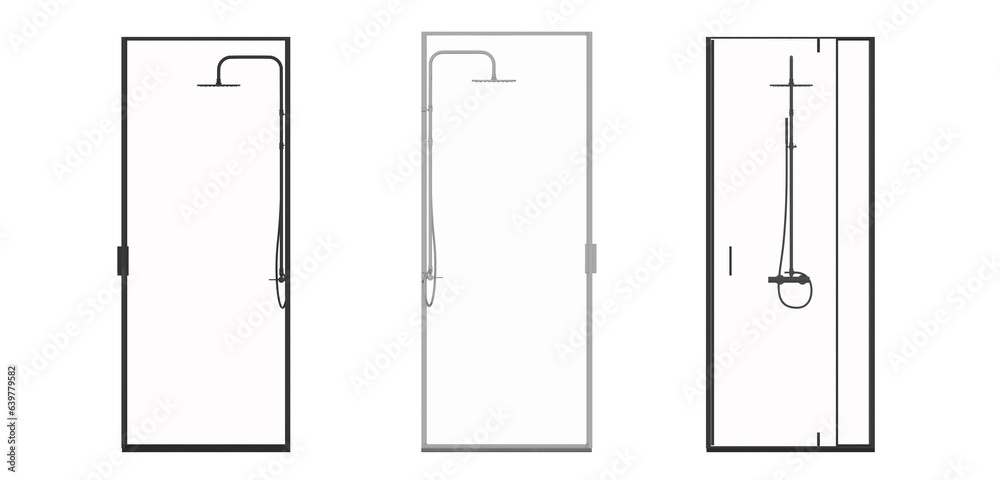 The shower cabin is isolated on a white background, 3D illustration, and a CG render The shower cabin is isolated on a white background, 3D illustration, and a CG render