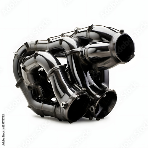 Icon of Exhaust Manifold in black and white, transparent background Generative AI