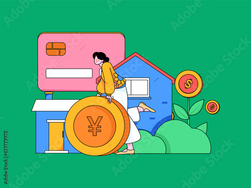 Home loan flat vector concept operation illustration
