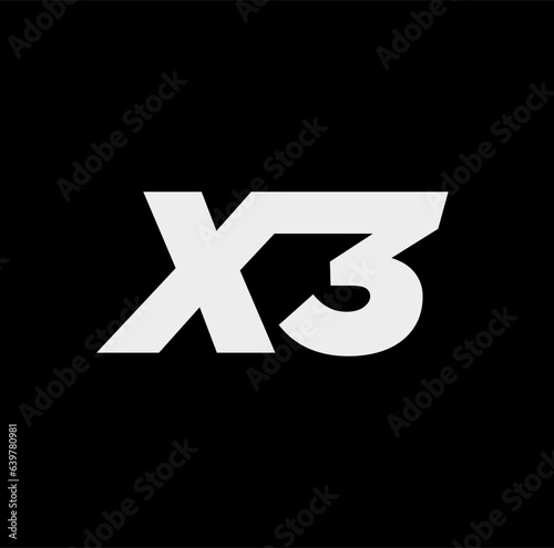 X3 typography vector icon with gray color. photo