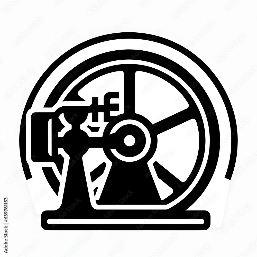 Icon of Water Pump in black and white, transparent background Generative AI