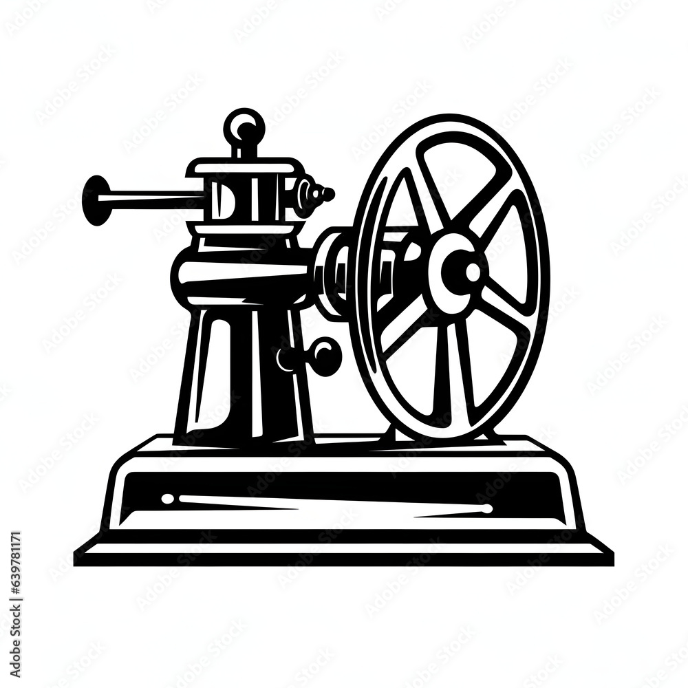 Icon of Water Pump in black and white, transparent background Generative AI