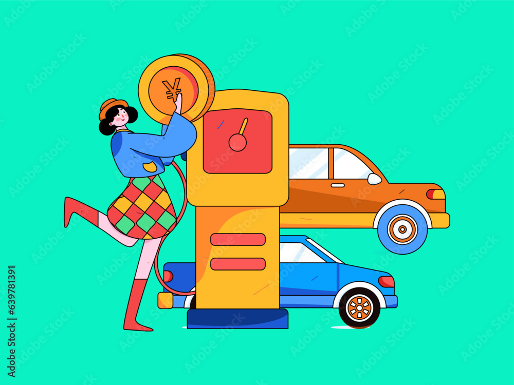 Naklejka premium Vector internet operation hand-drawn illustration of people getting discounts for car refueling 