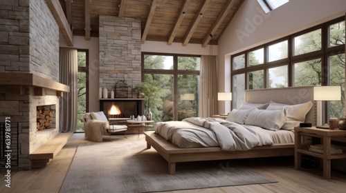 Farmhouse style interior design of modern bedroom © Interior Design