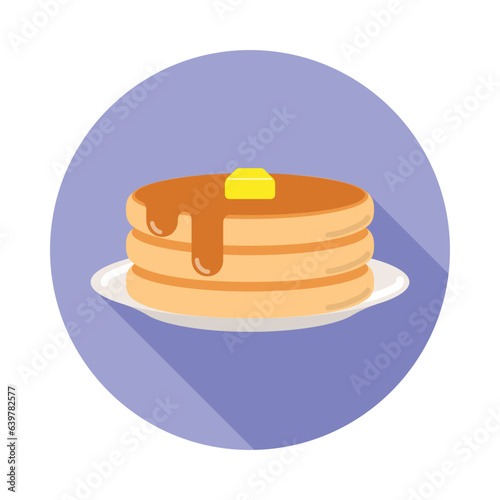 Pancake with syrup and butter on top icon. Vector illustration.