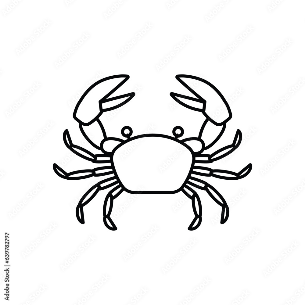 Crab line icon. Seafood shop logo branding for craft food packaging or restaurant design symbol. Vector illustration Crab line icon. Seafood shop logo branding for craft food packaging or restaurant design symbol. Vector illustration
