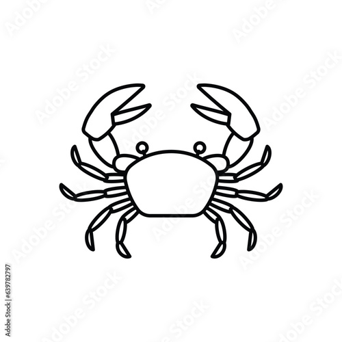 Crab line icon. Seafood shop logo branding for craft food packaging or restaurant design symbol. Vector illustration