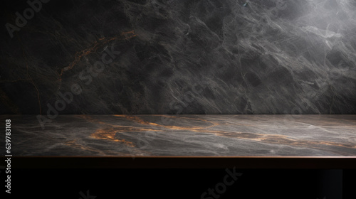 Empty black marble table