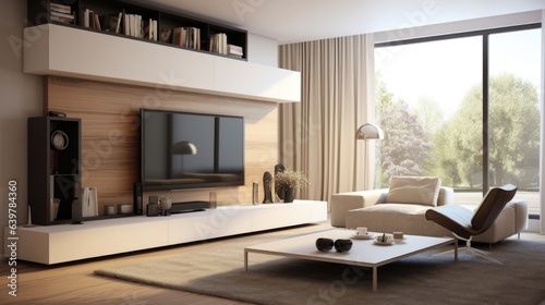 Minimalist style interior design of modern living room with tv