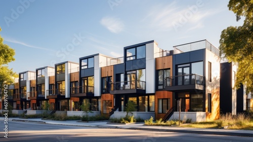 Modern modular private townhouses. Residential architecture exterior